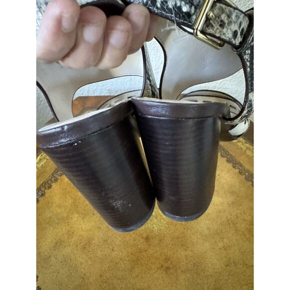 Cole Haan Women 5.5 Slingback Leather Python Print Heeled Sandals Chunky Heels - Picture 6 of 8